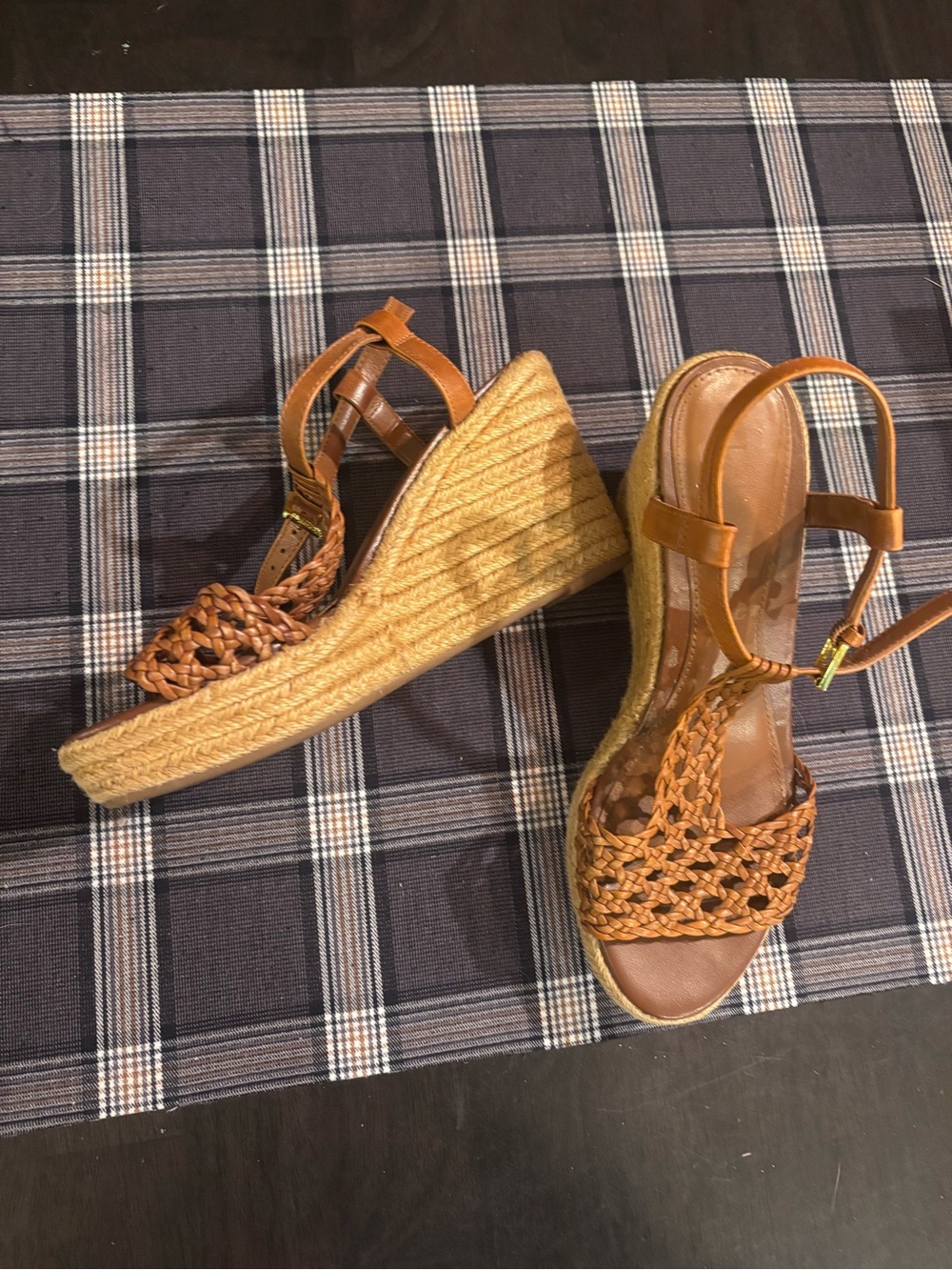 Ralph Lauren Brown Hailey Wedge Espadrille Sandals